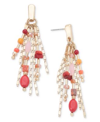 Style & Co - Gold-Tone Mixed Bead Fringe Chandelier Earrings