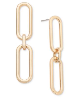 On 34th - Paperclip Chain Double Drop Earrings