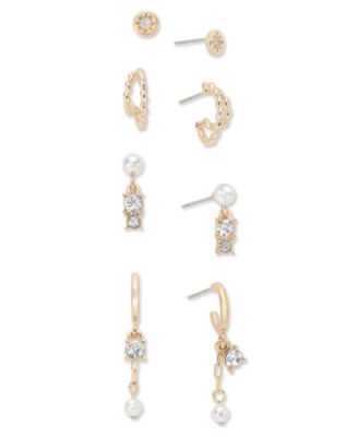 On 34th - 4-Pc. Set Crystal & Imitation Pearl Earrings