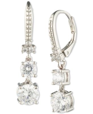 Marchesa - Silver-Tone Cubic Zirconia Double Drop Earrings