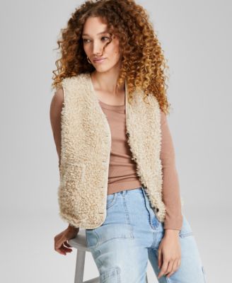 And Now This - Women's Button-Front V-Neck Fleece Vest