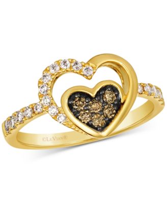 Le Vian - Chocolate Diamond & Nude Diamond Double Heart Ring (3/8 ct. t.w.) in 14k Gold