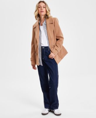 Maralyn & Me - Juniors' Double-Breasted Long-Sleeve Peacoat