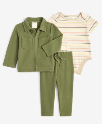 First Impressions - Baby Boys Home Stripe Jacket, Bodysuit and Pants Set