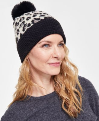 I.N.C. International Concepts - Women's Leopard-Print Jacquard Beanie