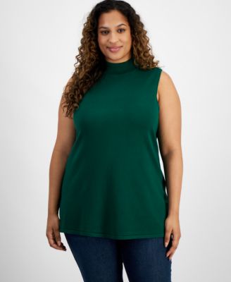 JM Collection - Plus Size Mock-Neck Sleeveless Sweater