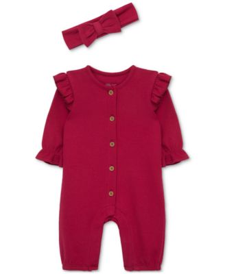 Little Me - Baby Girls 2-Pc. Pointelle Coveralls & Headband Set