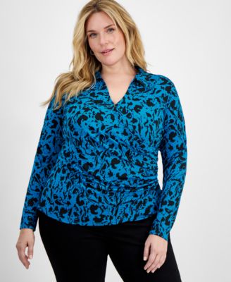 I.N.C. International Concepts - Plus Size Printed Faux-Wrap Top