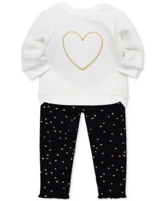 Little Me - Baby Girls 2-Pc. Heart Sweatshirt & Heart Patterned Ribbed Leggings
