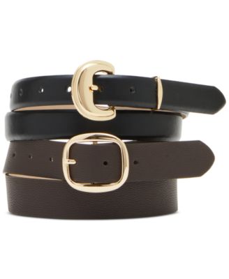 Steve Madden - Women's 2-Pc. Faux-Leather Belt Set