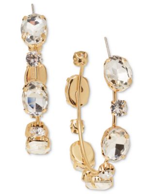 I.N.C. International Concepts - Gold-Tone Large Crystal C-Hoop Earrings, 2.36"