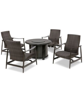 Agio - Waldwick Outdoor 5-pc. Chat Set (1 Fire Pit & 4 Rocker Chairs, Created for Macy's