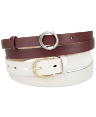 Calvin Klein - Women's 2-Pc. Faux-Leather Belt Set