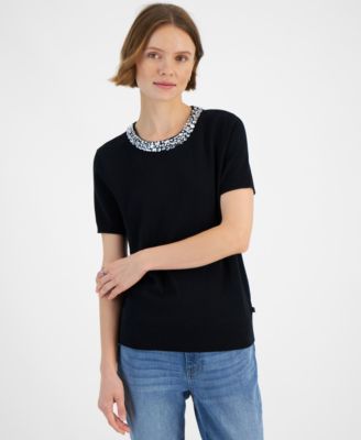 Tommy Hilfiger - Women's Rhinetone Crewneck Top