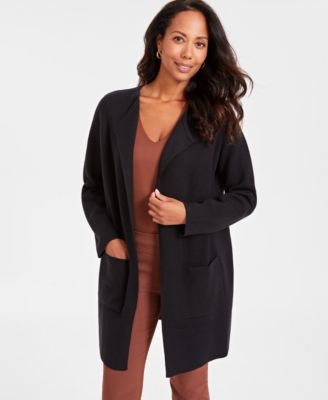JM Collection - Women's Open-Front Pocket Long Cardigan