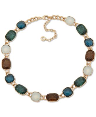 Anne Klein - Gold-Tone Multicolor Stone Collar Necklace, 16" + 3" extender