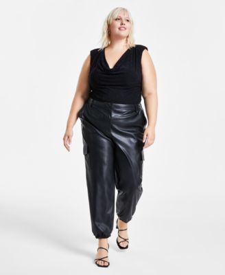 Bar III - Trendy Plus Size Faux-Leather Jogger Pants