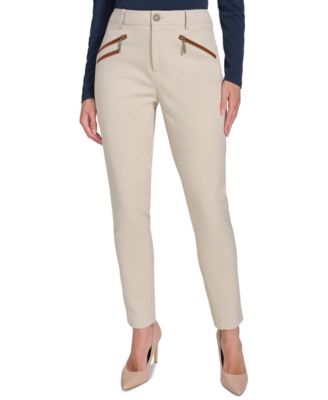 Tommy Hilfiger - Women's Faux-Leather-Trim Ankle Pants