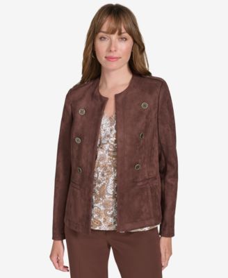 Tommy Hilfiger - Women's Faux-Suede Band Jacket