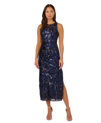 Adrianna Papell - Women's Sequined Halter Sheath Dress