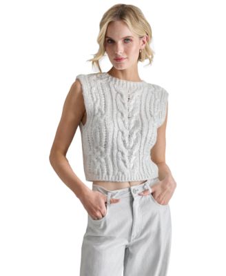 DKNY Jeans - Women's Foiled Knit Cropped Sweater Vest