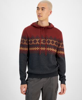 Sun + Stone - Men's Fair Isle Pullover Hoodie Sweater