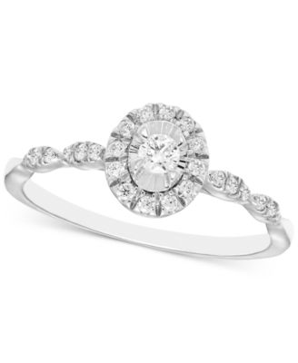 Macy's - Diamond Halo Engagement Ring (1/4 ct. t.w.) in 14k White Gold