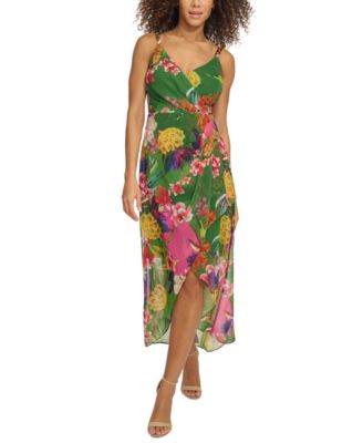 Siena - Women's Floral Print Sleeveless High-Low Maxi Dress