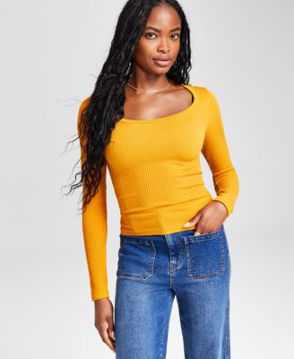 And Now This - Women's Scoop-Neck Fitted Long-Sleeve Thermal Top