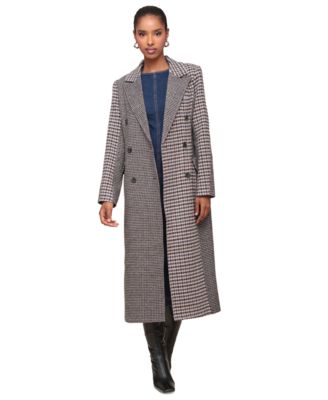 Avec Les Filles - Women's Double-Breasted Plaid Coat