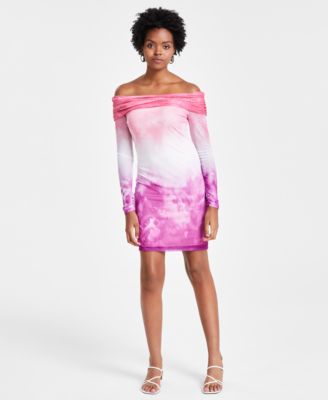 Bar III - Women's Ombr&eacute; Mesh Off-The-Shoulder Dress