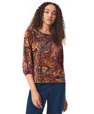 Jones New York - Women's Paisley-Print Moss Crepe 3/4-Sleeve Top
