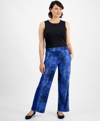 JM Collection - Women's Abstract Satin Side-Trim Pants