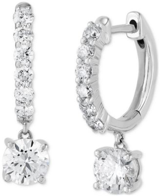 Grown With Love - Lab Grown Diamond Dangle Small Hoop Earrings (1-1/2 ct. t.w.) in 14k White Gold