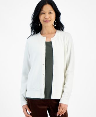 Style & Co - Petite Solid Button-Up Cardigan Sweater