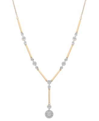 Wrapped in Love - Diamond Station Lariat Necklace (1/2 ct. t.w.) in 14k Gold, 15" + 2" extender