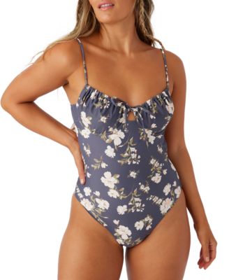 O'Neill - Juniors' Kendra Floral Kailua Ruched-Neck Swimsuit