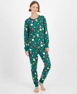 Holiday Lane - Women's 2-Pc. Cotton Ornament Toss Pajamas Set