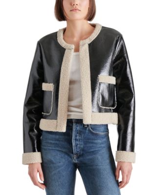 Steve Madden - Women's Fienne Faux-Leather Fleece-Trim Jacket