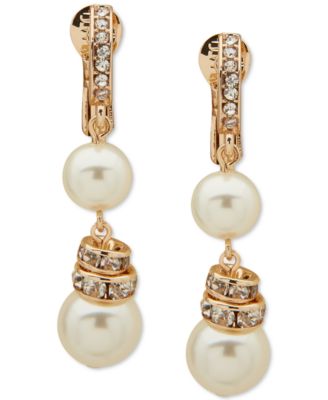 Anne Klein - Imitation Pearl Snowman Drop Clip On Earrings