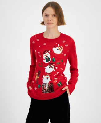 Holiday Lane - Women's Santa Surprise Sequined Sweater