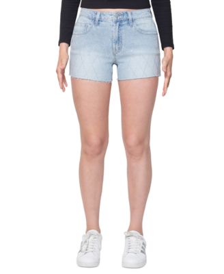 Madden Girl - Juniors' Embellished Frayed Denim Shorts