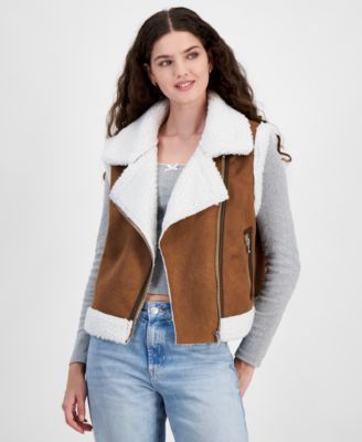 Madden Girl - Juniors' Faux-Shearling Moto Vest