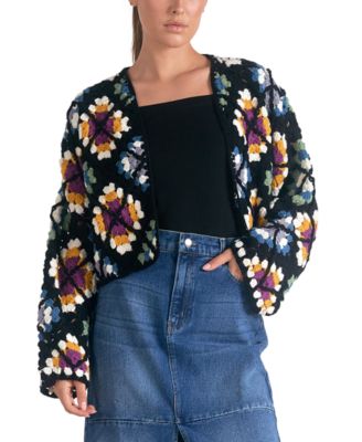 Elan - Women's Crochet Open-Front Cardigan