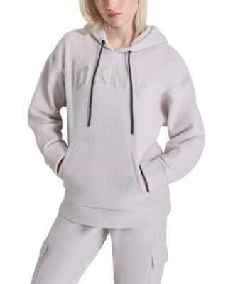 DKNY - Women's Tech Embroidered Twill-Logo Kangaroo-Pocket Fleece Hooded Sweatshirt