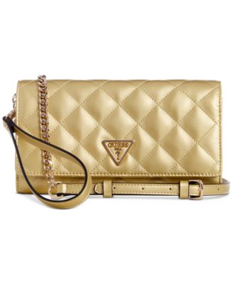 GUESS - Glimmer Small Metallic Quilted Flap Clutch Crossbody