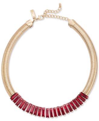 I.N.C. International Concepts - Gold-Tone Rectangular Stone Snake Chain Collar Necklace, 17" + 3" extender