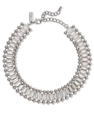 I.N.C. International Concepts - Silver-Tone Baguette Crystal Choker Necklace, 13-1/2"+ 3" extender