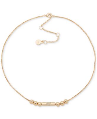 DKNY - Gold-Tone Metal Bead Frontal Necklace