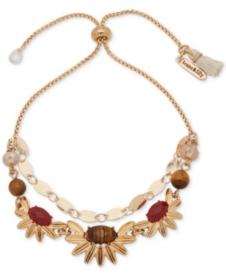 lonna & lilly - Gold-Tone Flower Cluster Adjustable 11" Slider Necklace